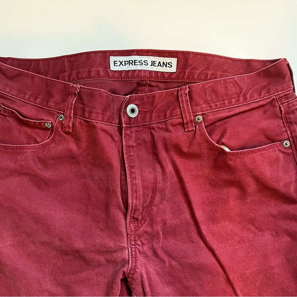 Express Men's Skinny Jeans in Red/Maroon color